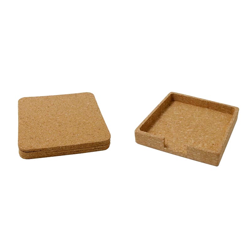 TEREVI - eco-neutral set of 4 Cork Coasters with Cork Stand detail 3