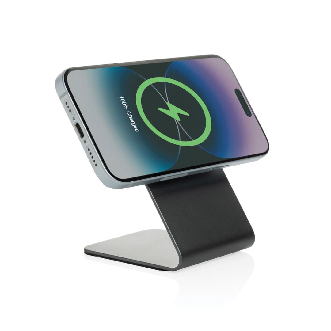 TERRA aluminum 15W magnetic wireless charging phone stand - Grey detail 2