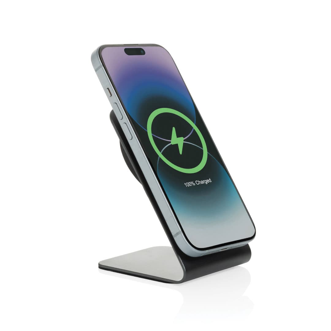TERRA aluminum 15W magnetic wireless charging phone stand - Grey detail 3