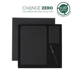 TESSIN - CHANGE ZERO Sustainable Gift Set with Refillable Notebook, Pen & Cardholder Black