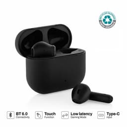 TUNEVO RCS recycled plastic wireless earbuds Black