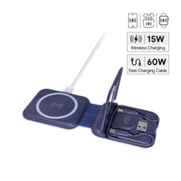 TURIN - @memorii Foldable Wireless Charger and Multicable Set Navy Blue