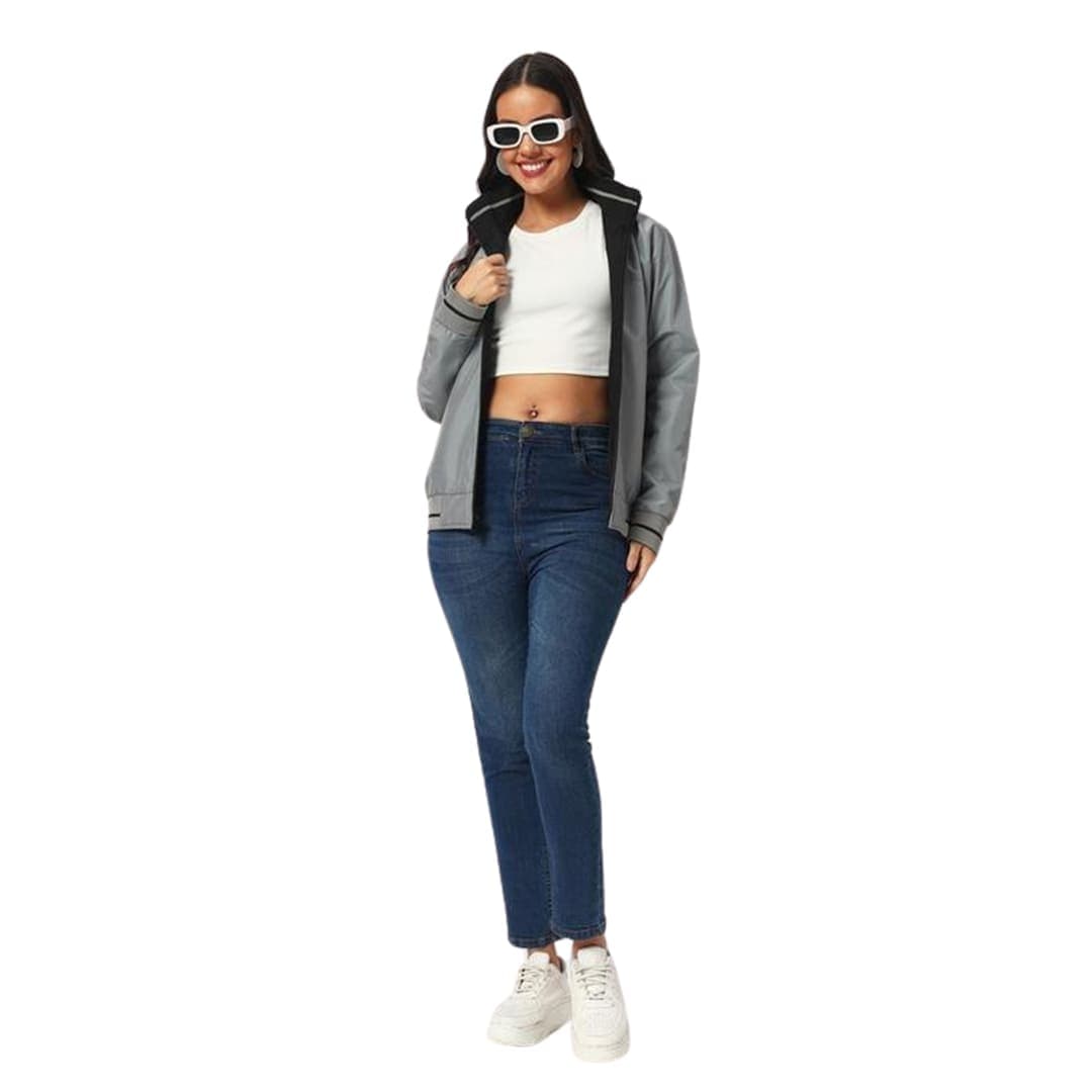 VARSITY - SANTHOME Women's Lightweight Reversible Bomber Jacket detail 4