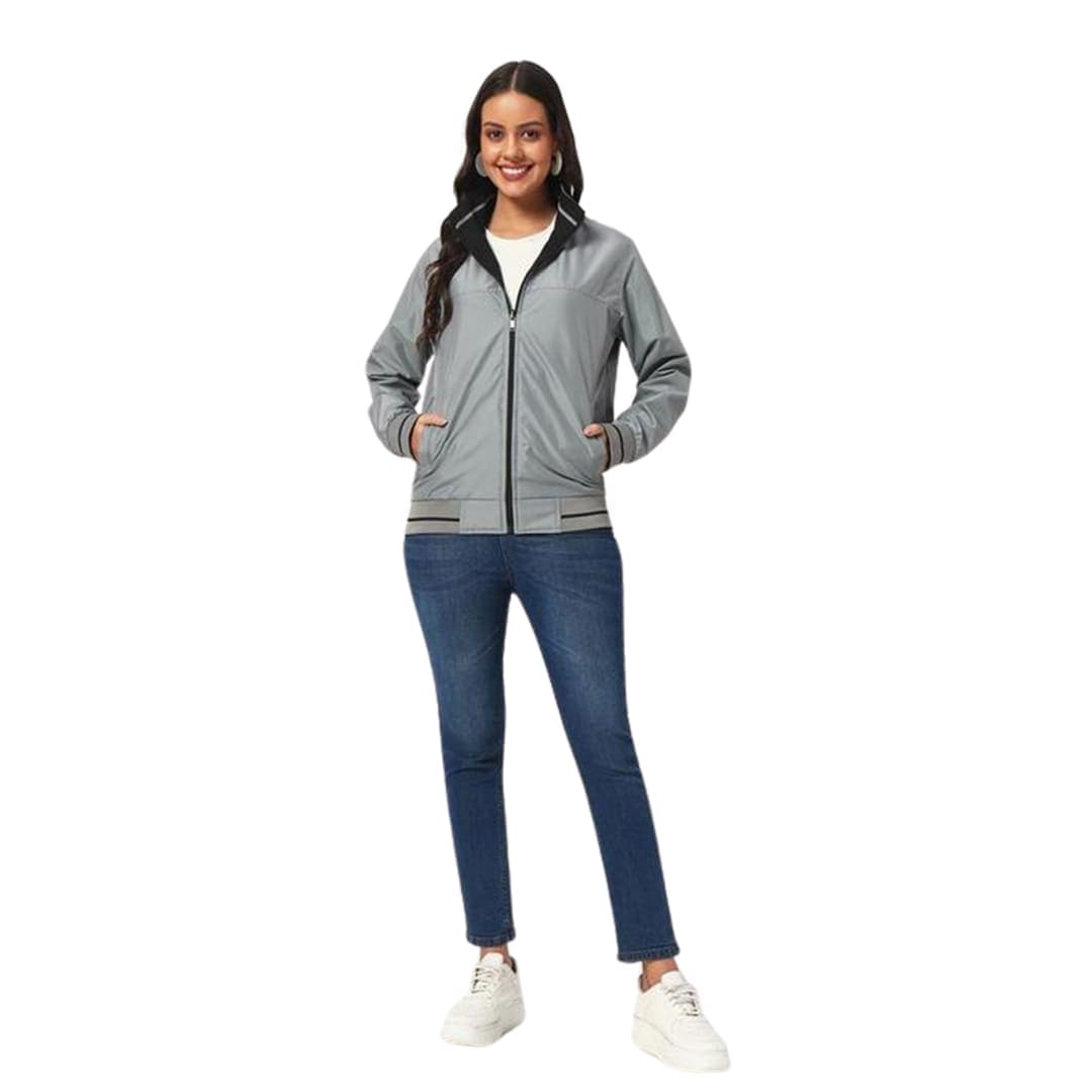 VARSITY - SANTHOME Women's Lightweight Reversible Bomber Jacket detail 3