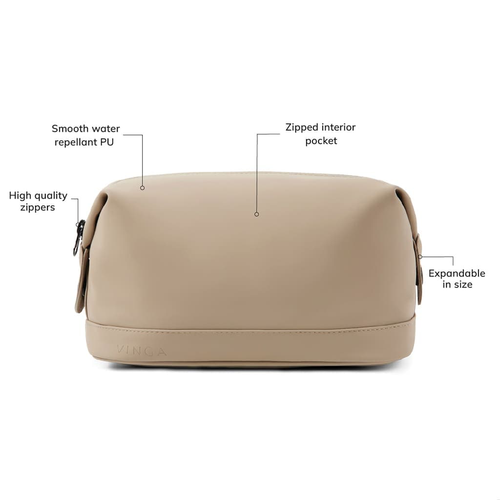 VINGA Baltimore Wash Bag - Beige detail 6