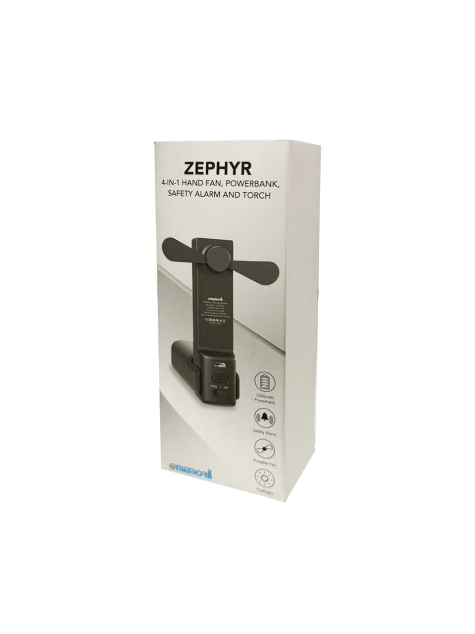 ZEPHYR - @memorii 4-in-1 Fan Powerbank, Safety Alarm & Torch - Black detail 4