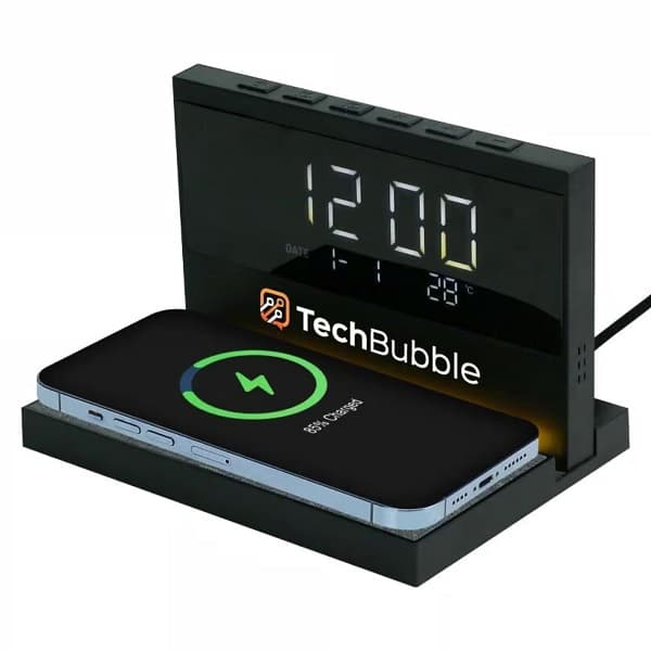 Kazani – 15W Wireless Charger with Alarm Clock and Night Light detail 2