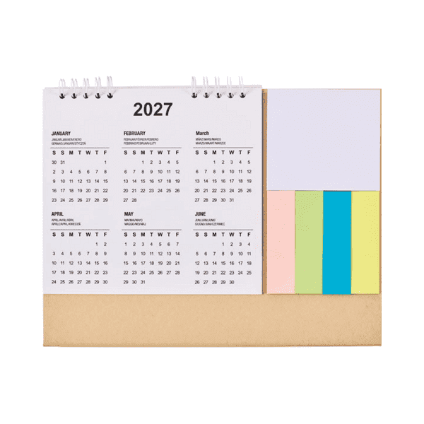 Kelros – Desk Calendar with Sticky Notes and Memo Pad