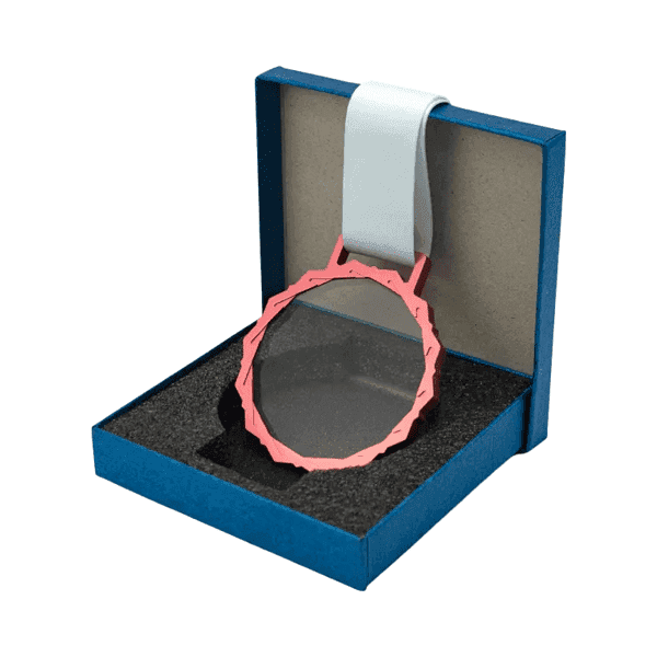 Lumivis Honor – Glass Medal with Metal Frame & White Ribbon detail 2
