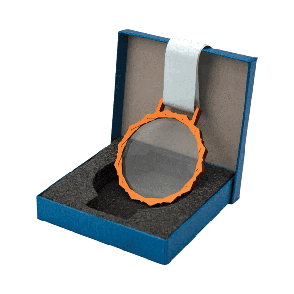 Lumivis Honor – Glass Medal with Metal Frame & White Ribbon detail 4