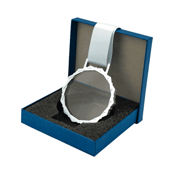 Lumivis Honor – Glass Medal with Metal Frame & White Ribbon detail 6
