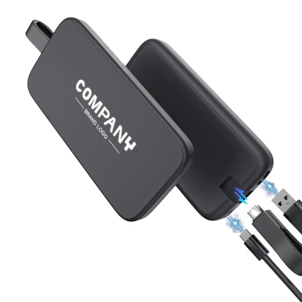 Ofos – 10,000 mAh PD Power Bank with Light Up Logo and Built in Cable detail 3