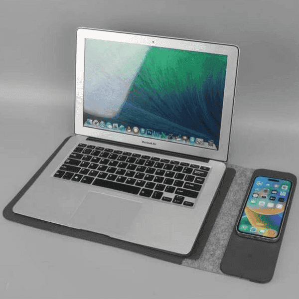 Saida – 14″ Felt Laptop Sleeve with 15W Magnetic Charger detail 6