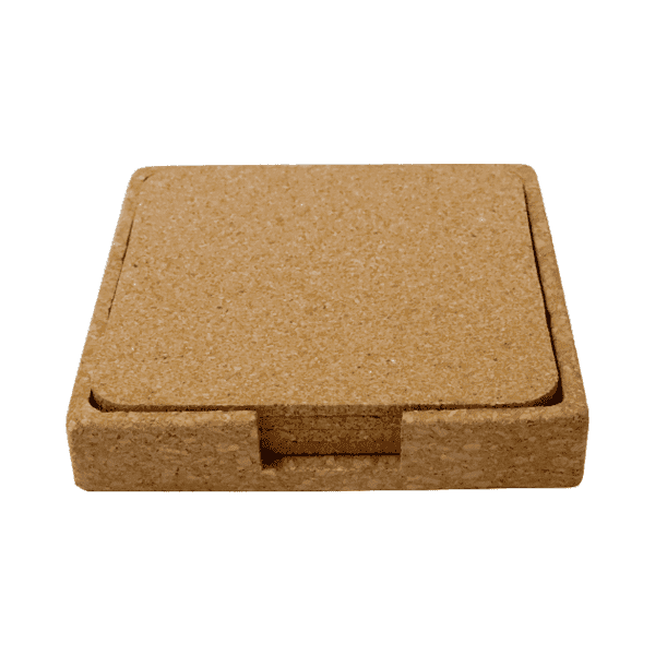 Elnok – Set of 4 Cork Coasters with Cork Stand detail 2