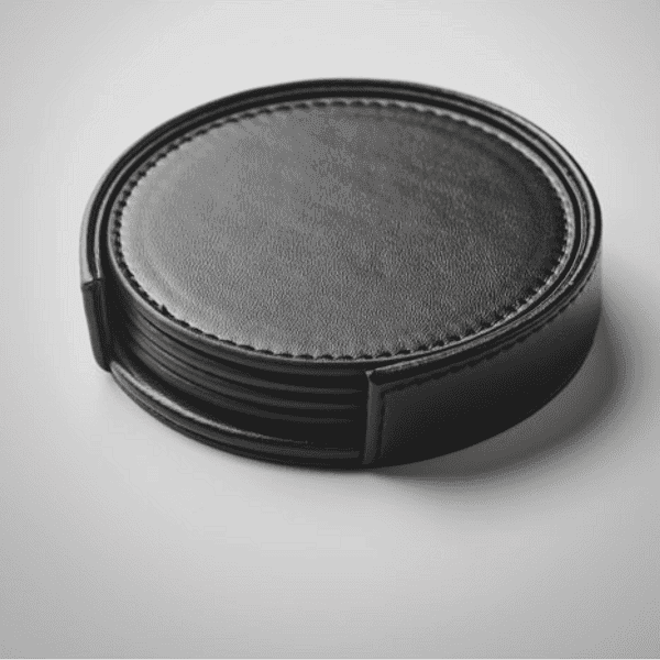 Setta – Set of 4 PU Coasters in Holder detail 2