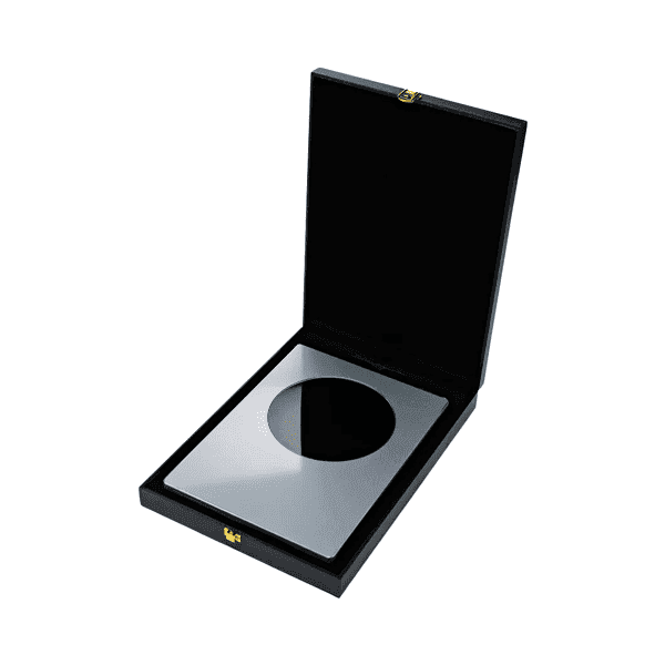 Shieldo – A4 Aluminum Award Plaques with Round Colored Plate and Stand detail 2