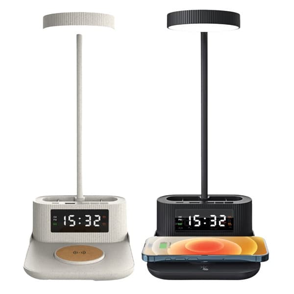 Spegos – 15W Wireless Charger with Lamp, Pen Holder and Clock detail 3
