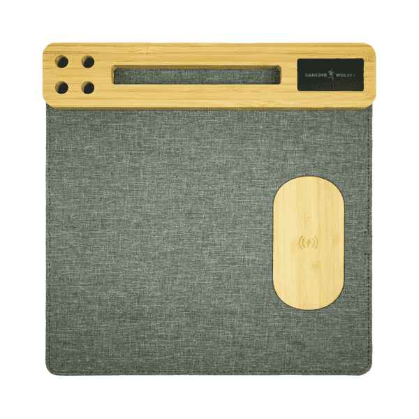 Coleta – Recycled PU and Bamboo 10W Wireless Charger Mouse Pad