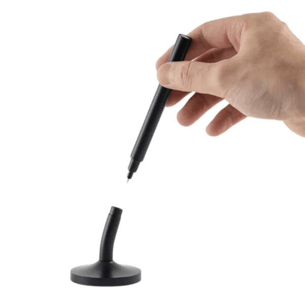 Vorin – Matte Black Aluminum Roller Pen with Base detail 2