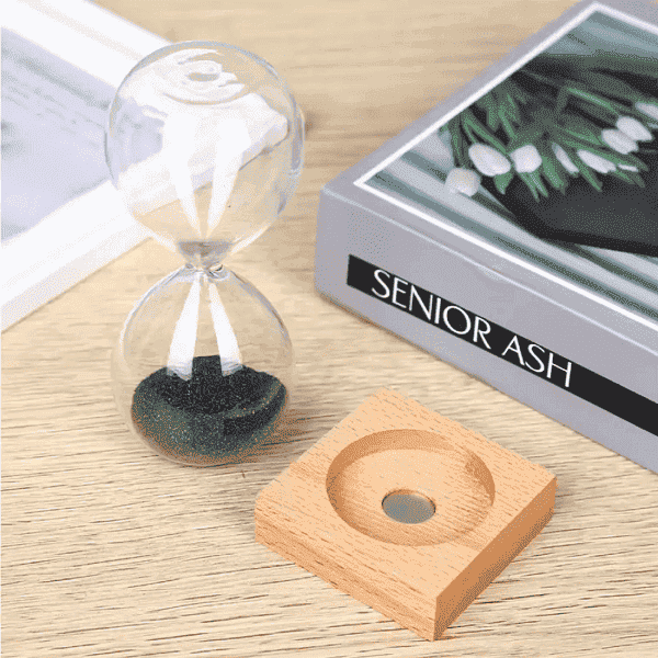 ZenFlow – Magnetic Sand Timer with Wooden Base detail 2