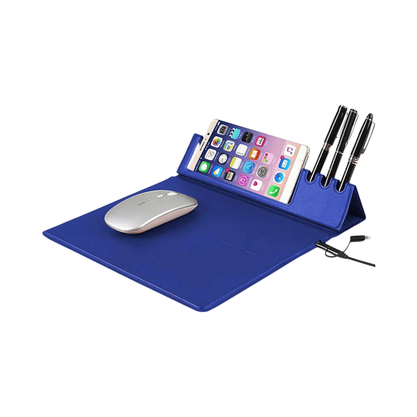 Feena – 15W Wireless Charging Mousepad with Pen and Mobile Holder
