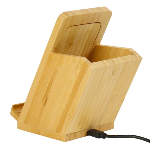 Labarum – 15W Bamboo Wireless Charger and Pen Holder preview