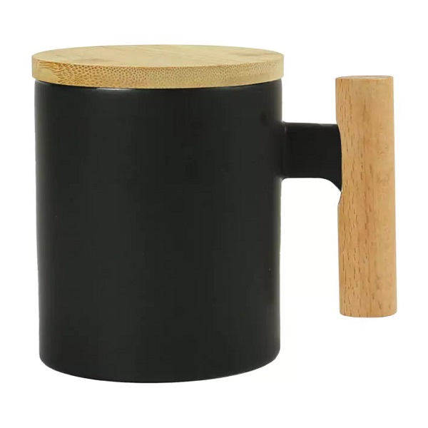 Bodhi – 380 ML Ceramic Mug with Bamboo Handle and Lid