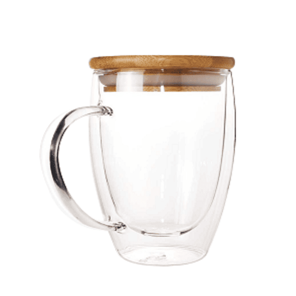 Blakka – Double Wall Glass Mug with Bamboo Lid